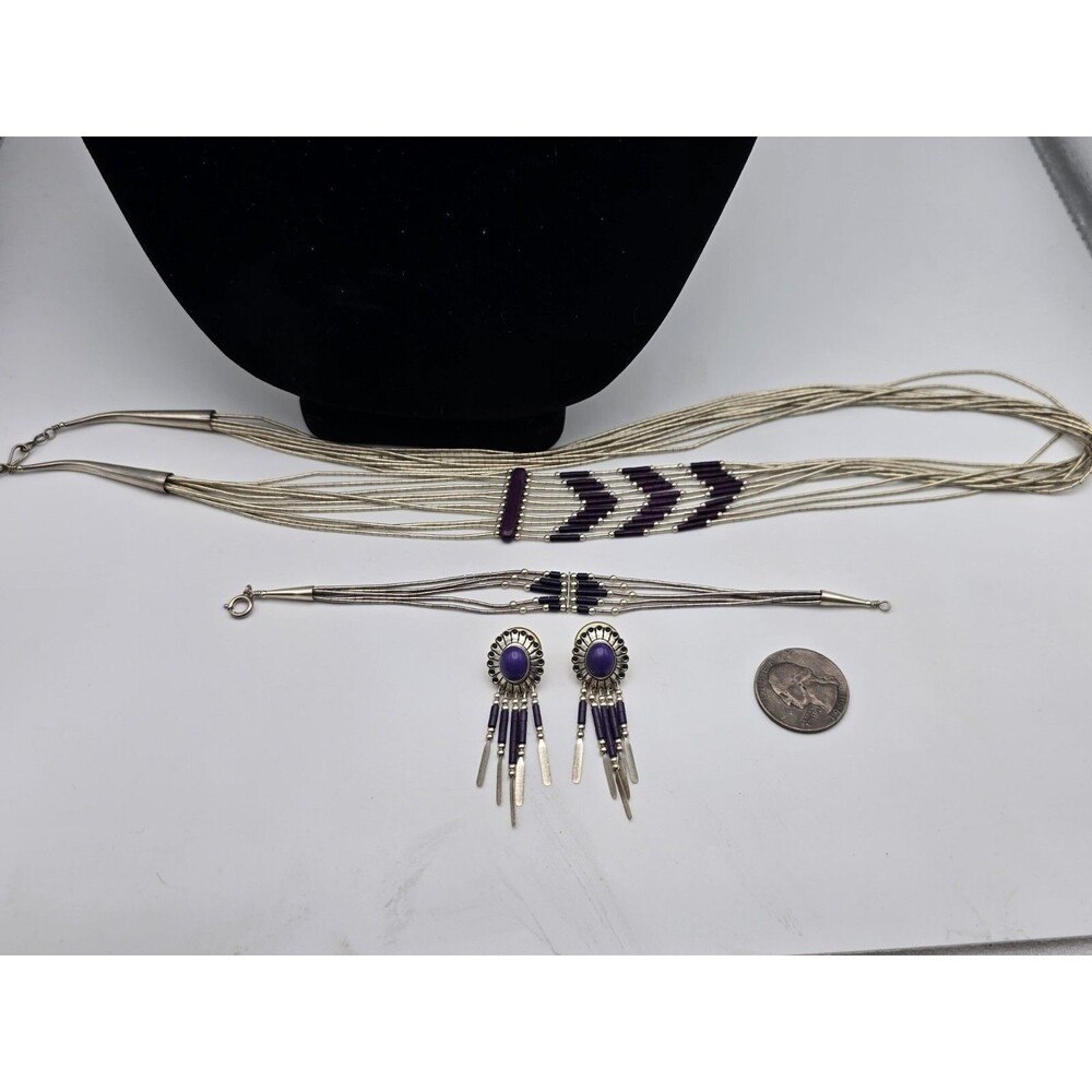 Vintage Arnold Maloney, QT & STG Sterling Silver & Sugilite Concho Jewelry Set –